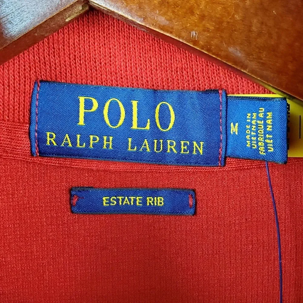 POLO RALPH LAUREN Red Estate Rib 1/4 Zip Pullover Sweater Size M